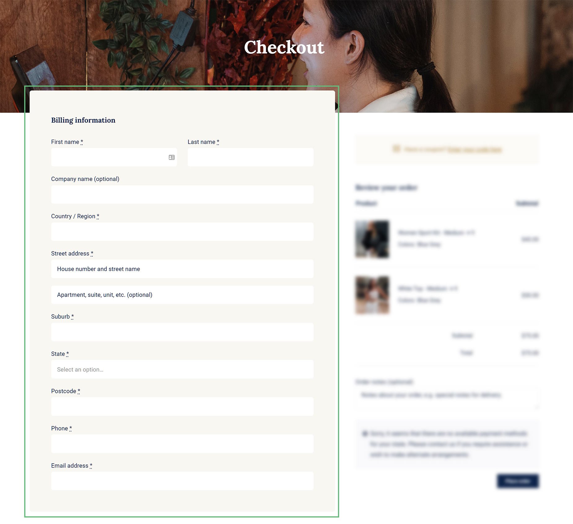 Woo Checkout Billing Element
