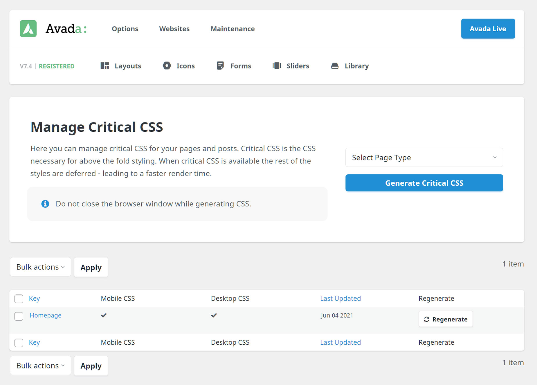 Critical CSS - Generated