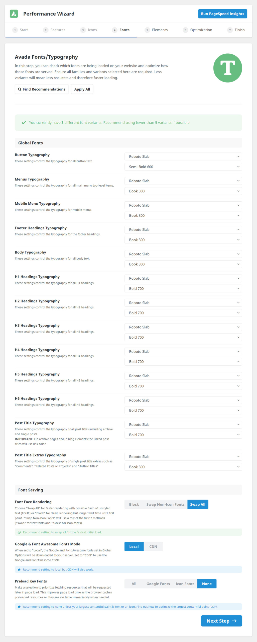 Performance Wizard Step > 4.1
