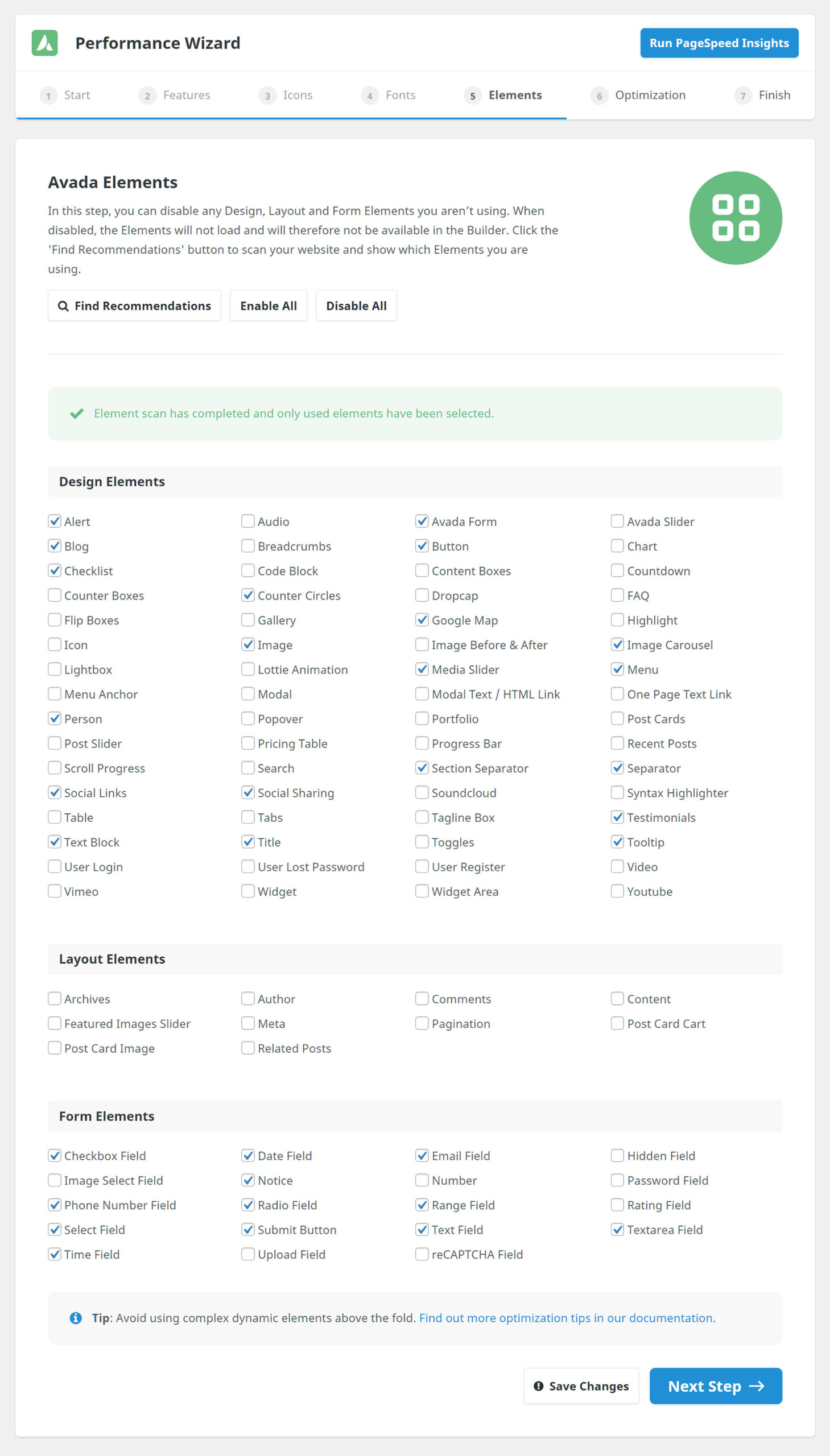 Performance Wizard > Step 5.1