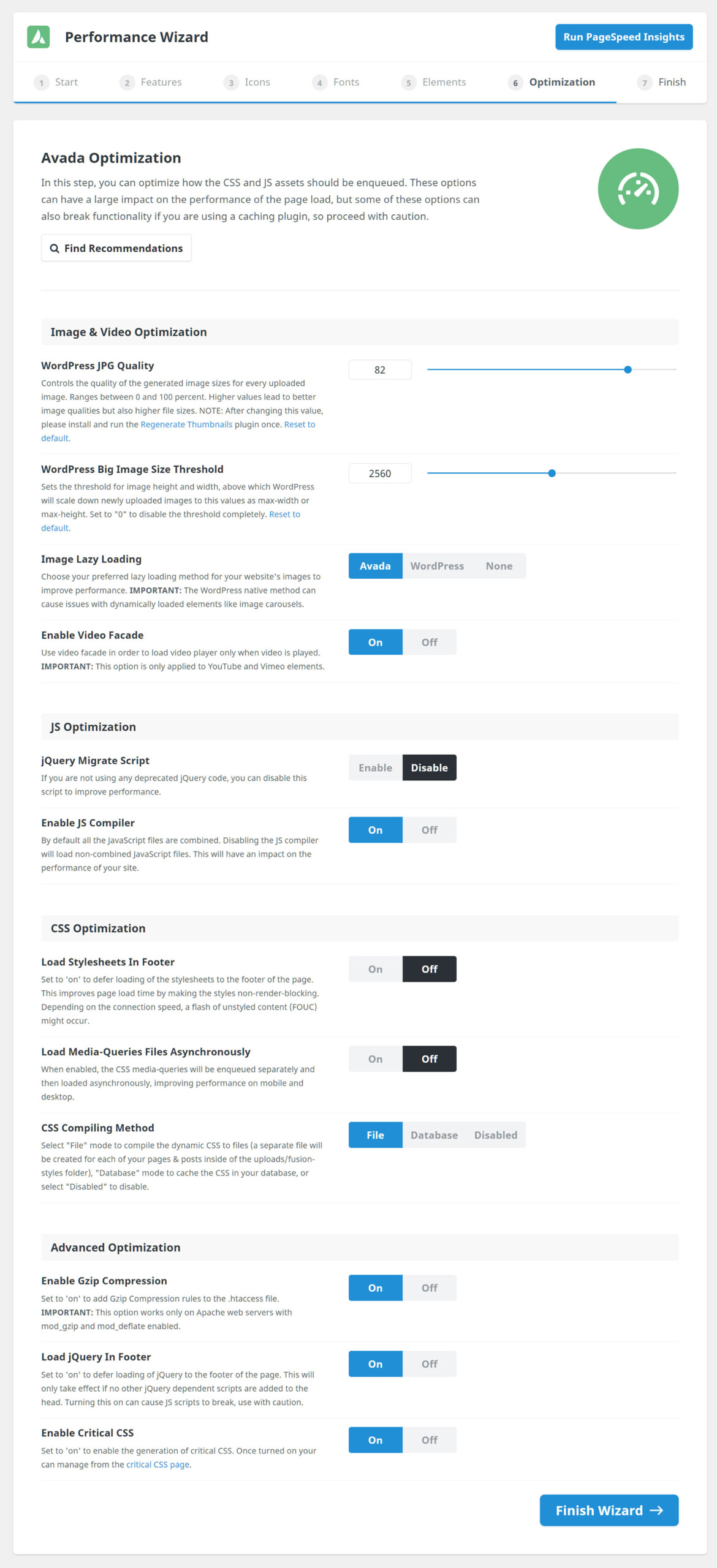 Performance Wizard > Step 6