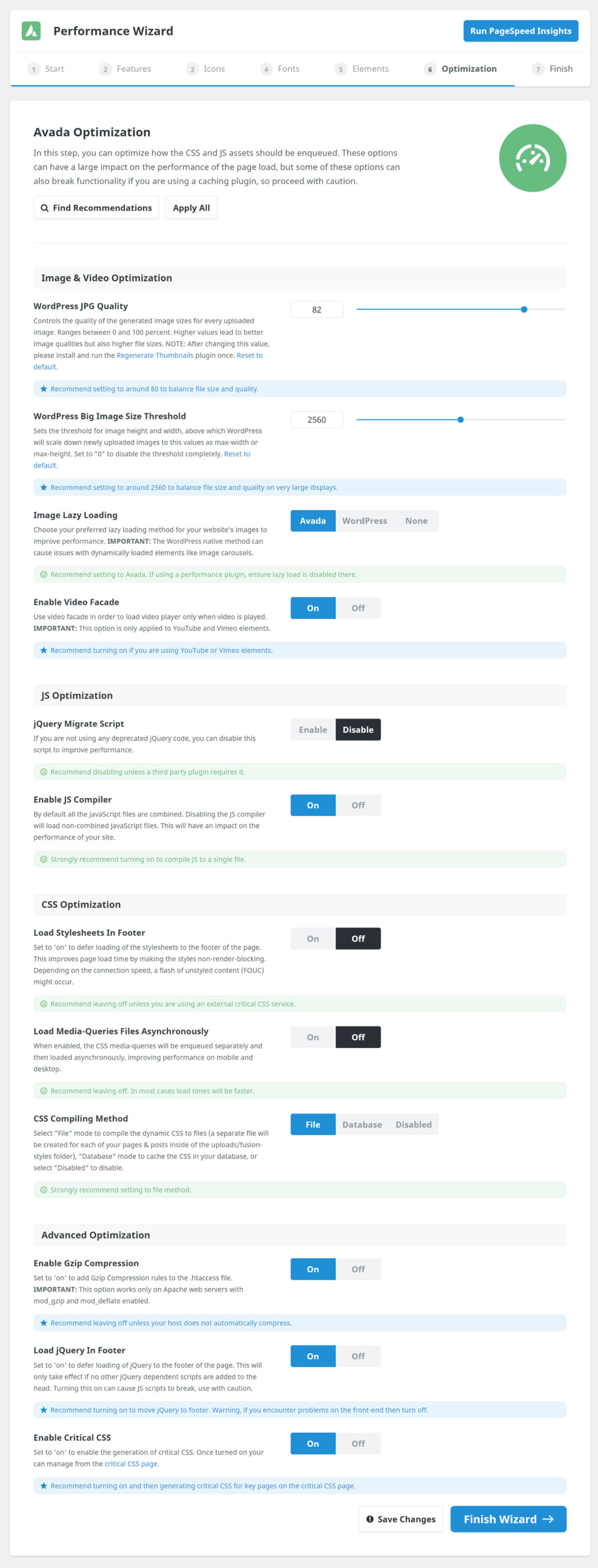 Performance Wizard > Step 6.1