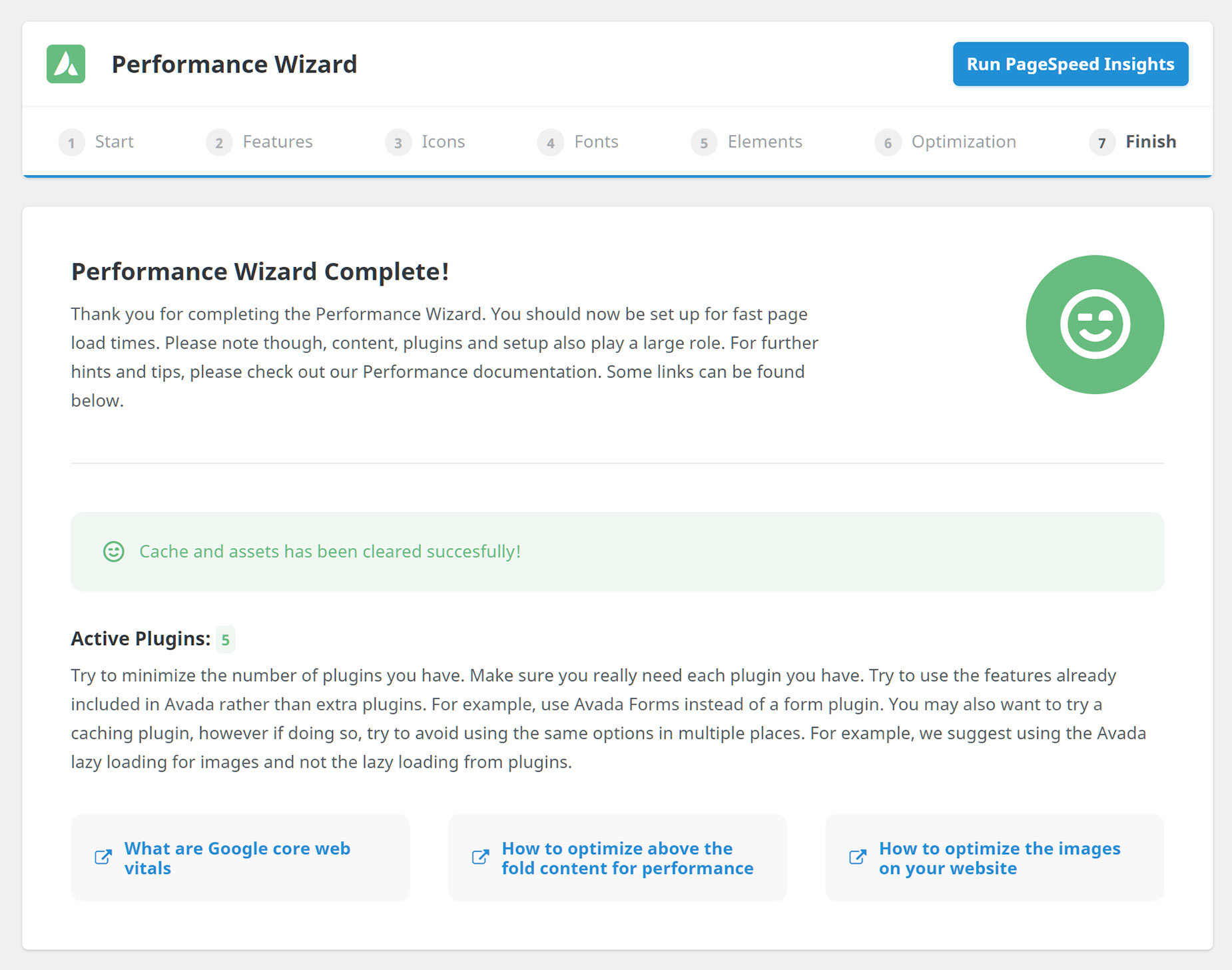 Performance Wizard > Step 7
