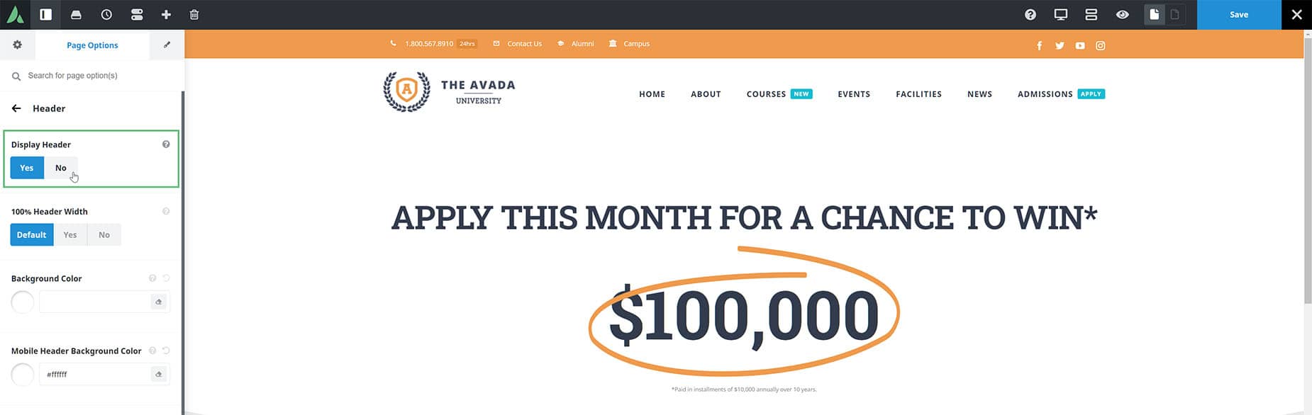 Landing Page Header