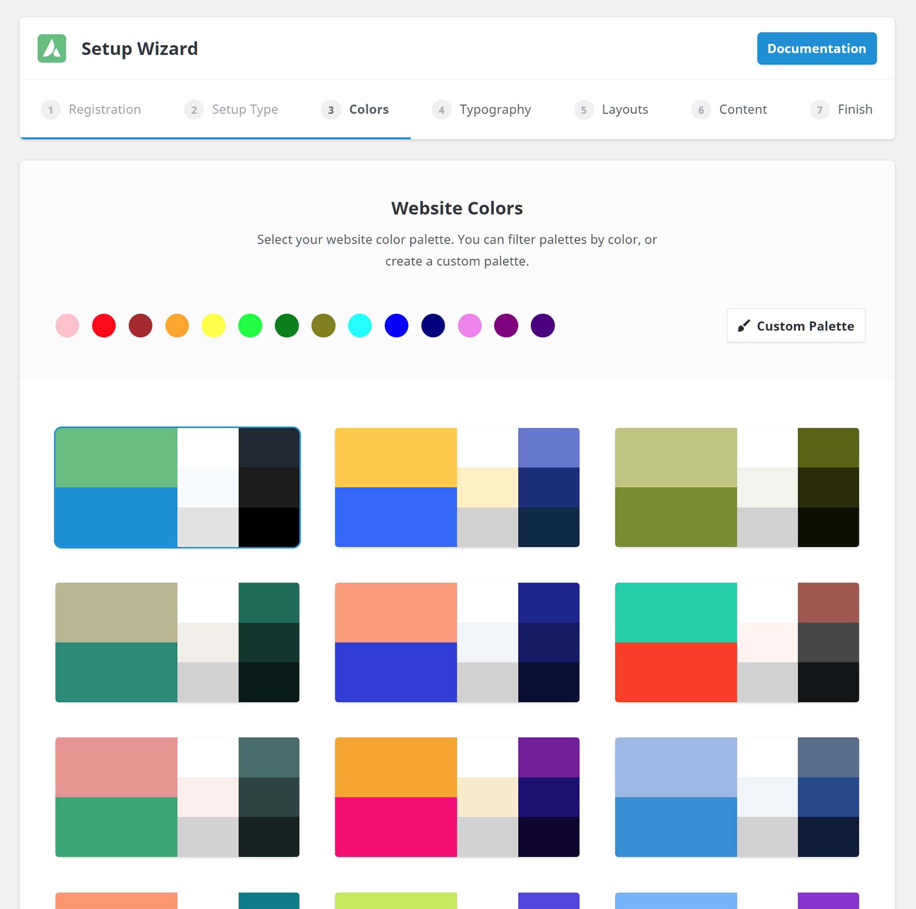 Avada Setup Wizard > Step 3 - Colors