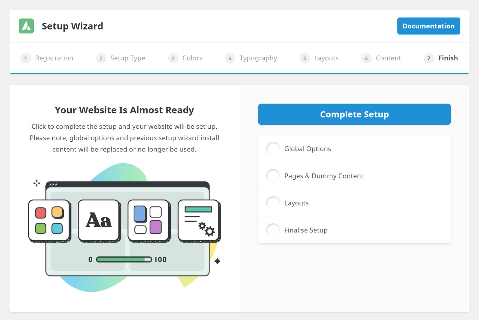 Avada Setup Wizard > Step 7 - Finish
