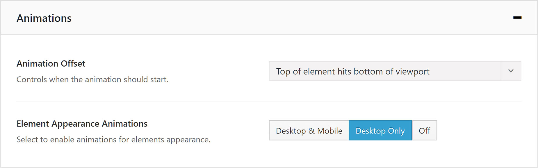 Element Animation Global Options