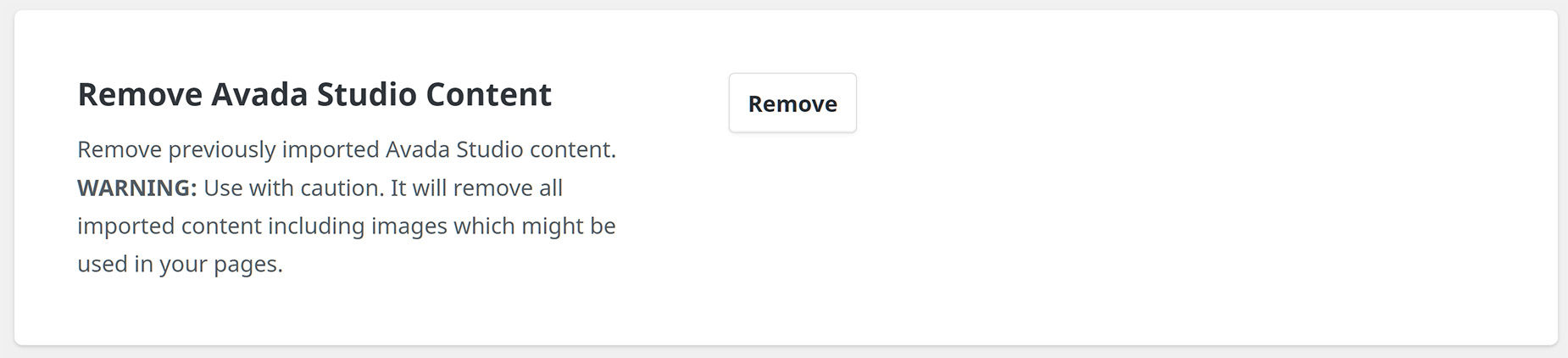 Builder Options > Remove Avada Studio Content