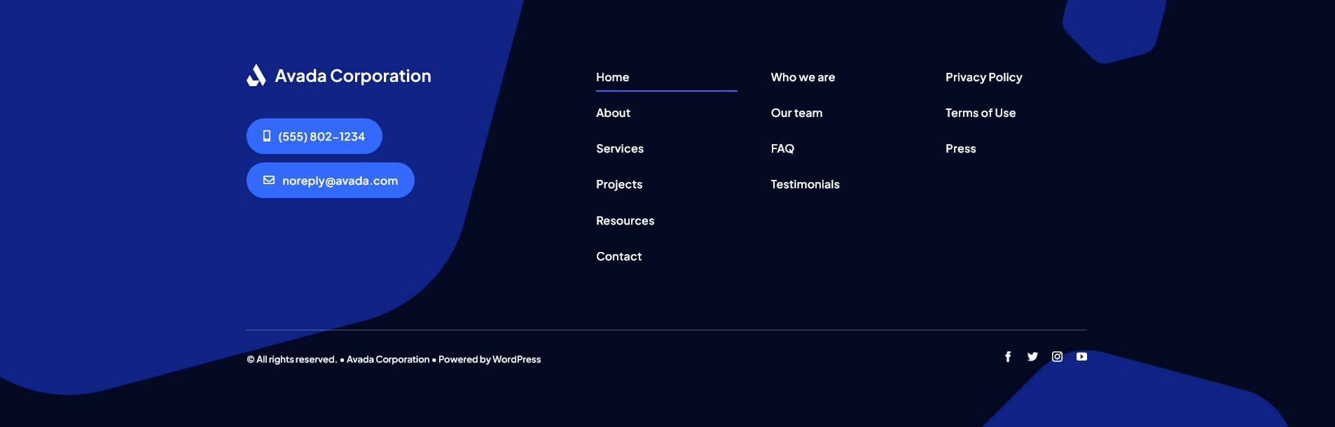 Avada Corporation Footer