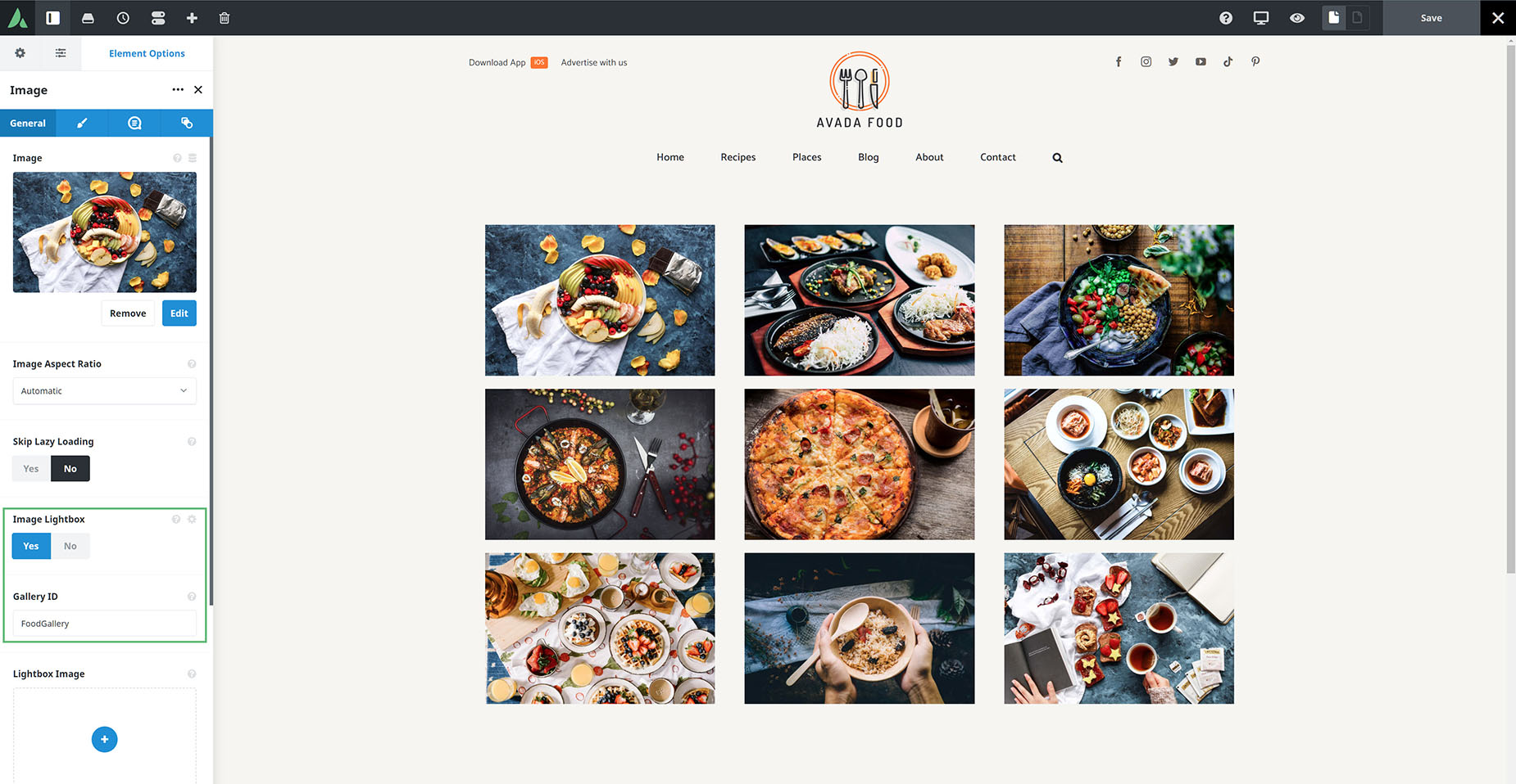 Image Element Gallery > Setup