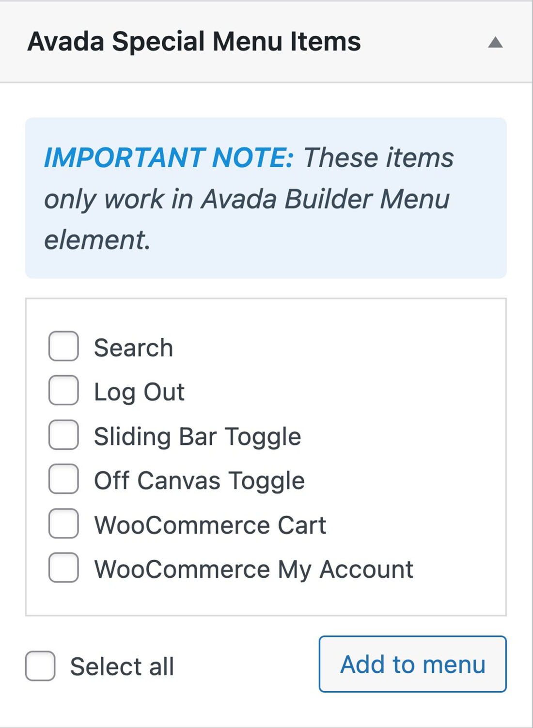 Avada Special Menu Items
