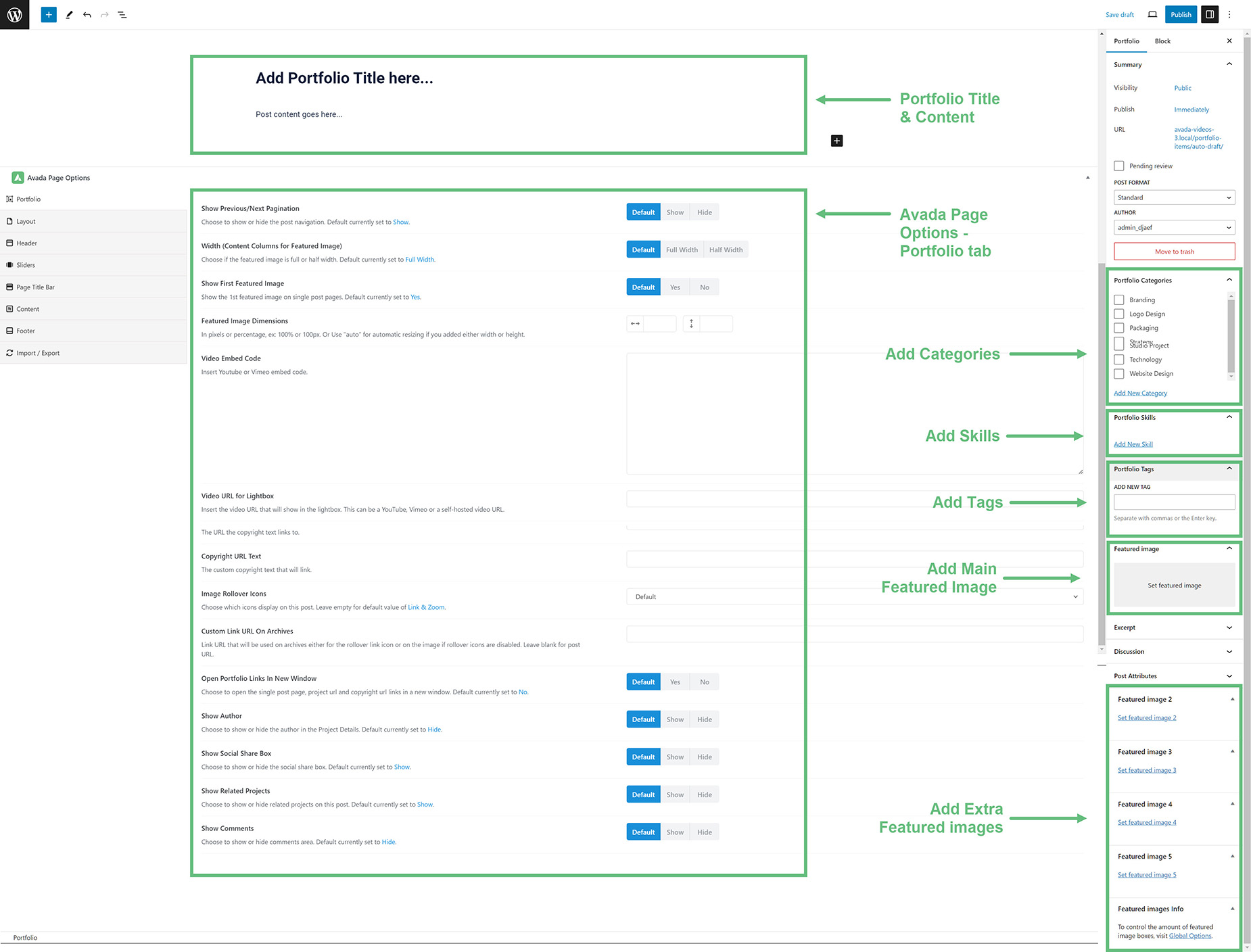 Portfolio Single Post - Gutenberg Editor