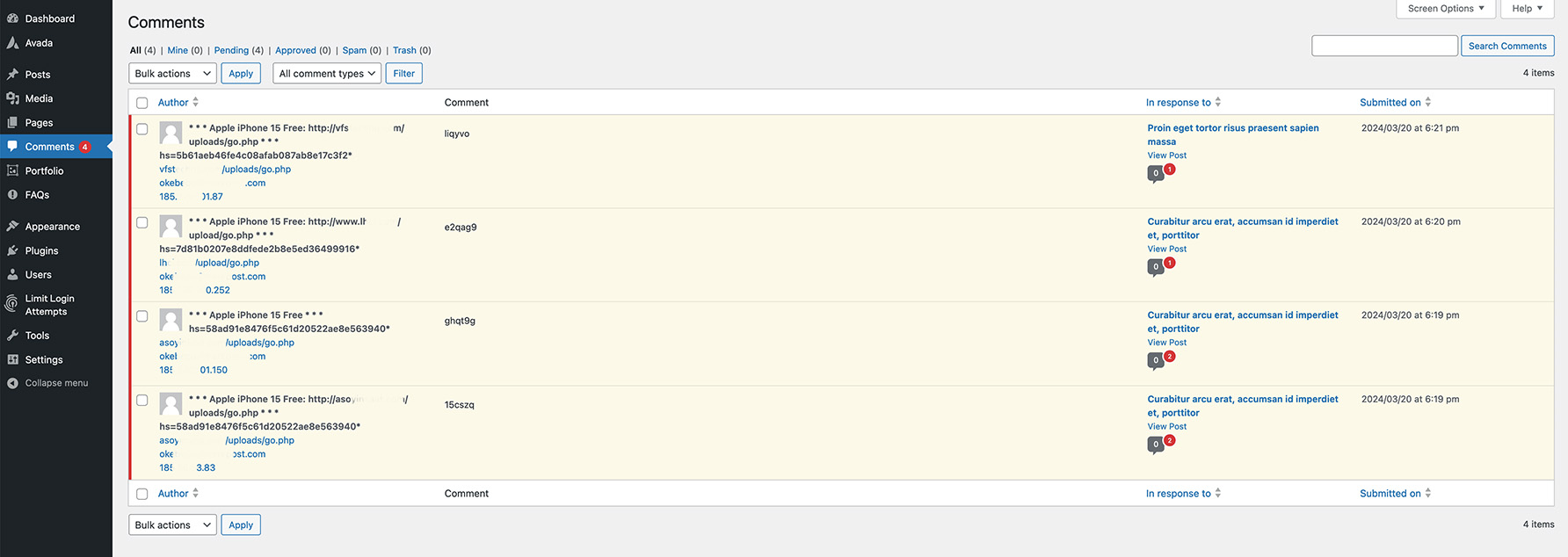 WordPress Comments Spam