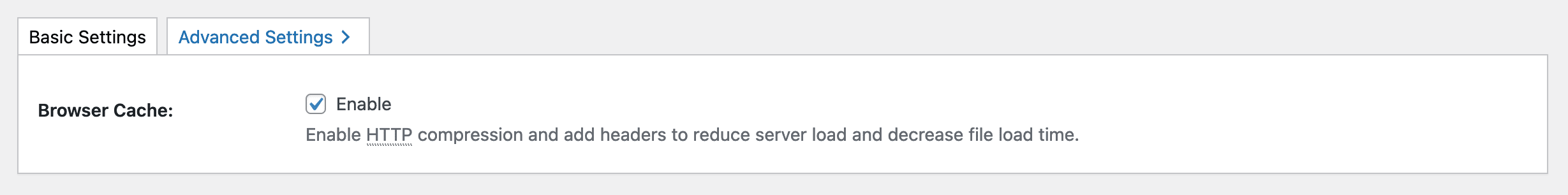 Browser Cache Basic Settings