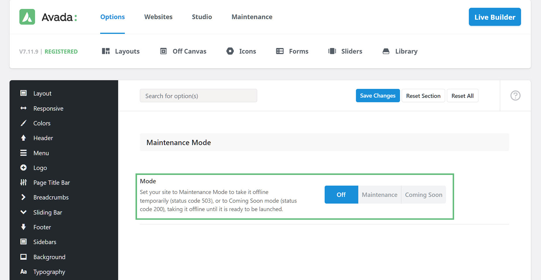 Maintenance Option
