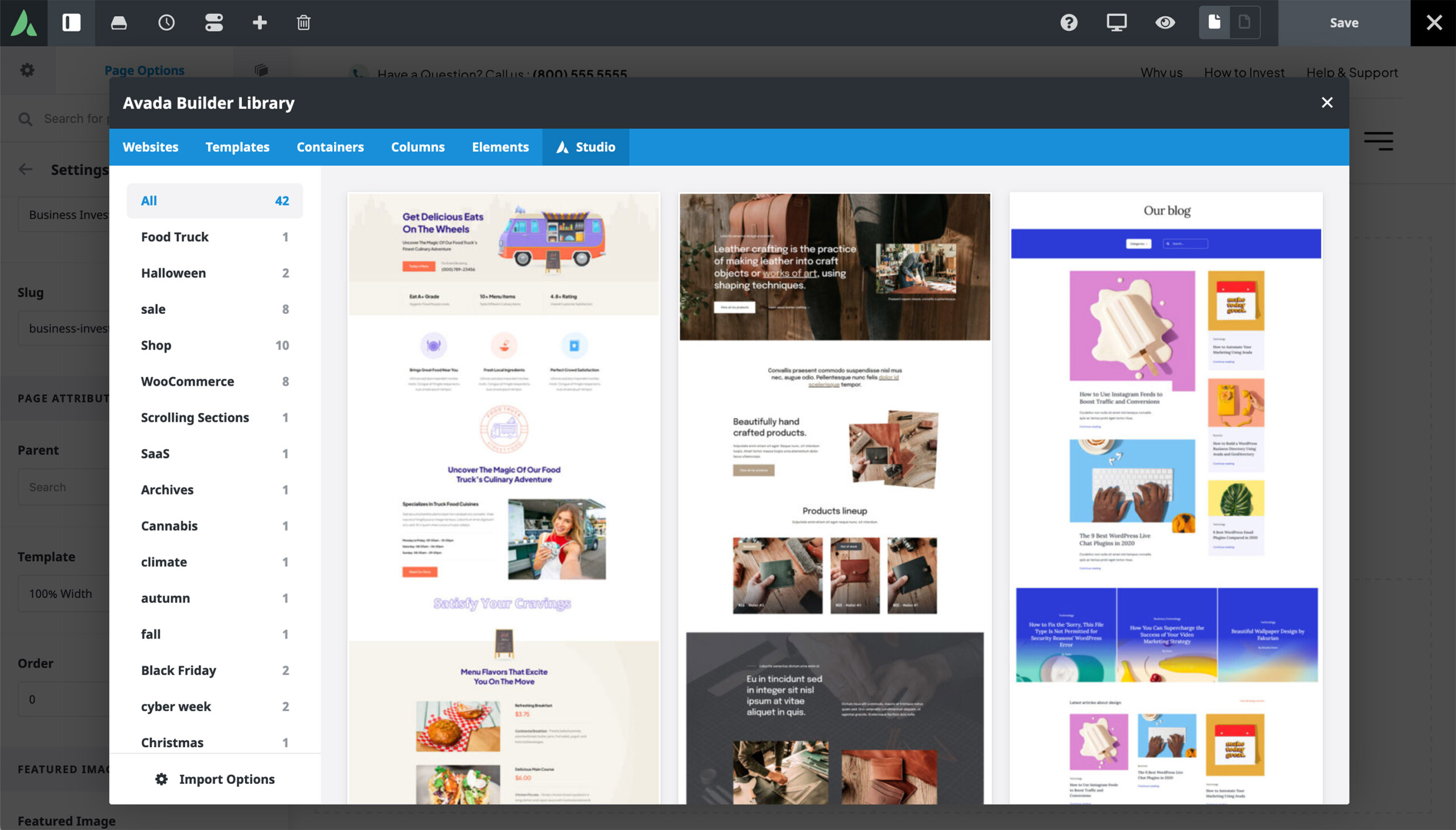 Avada Studio Library Templates